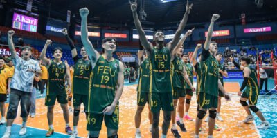 FEU players celebrate their back-to-back 2025 V-League Collegiate Challenge title. [V-League photo]