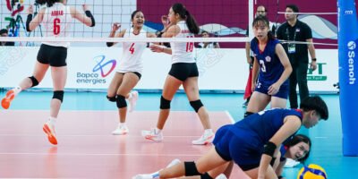 The Philippine girls’ volleyball team defeated Chinese Taipei and continues their march at the Asian Youth Games [POC photo]