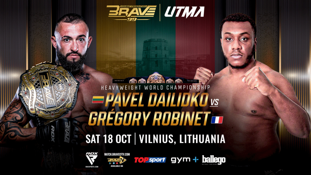 Pavel Dailidko defends his BRAVE CF Heavyweight World Title in front of his hometown crowd in Vilnius.