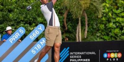 Sarit Suwannarut lines up a putt during his opening 64 at Sta. Elena Golf Club.