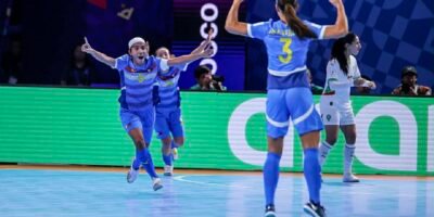 Inday Tolentin celebrates her goal in the Filipina5’s 2-3 loss to Morocco [PSC photo]