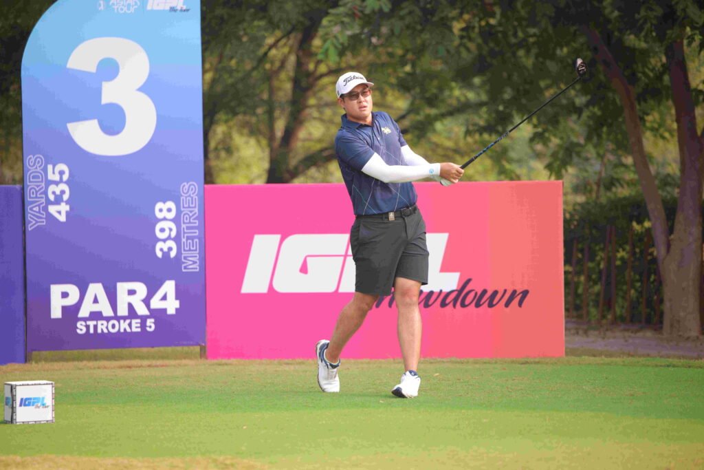 Poosit Supupramai shares the third-round lead at the Bharath Classic after a hole-in-one and chip-in birdie, showcasing his skill and poise on the Asian Tour. [Asian Tour photo]