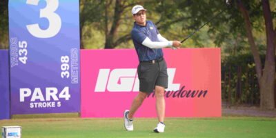 Poosit Supupramai shares the third-round lead at the Bharath Classic after a hole-in-one and chip-in birdie, showcasing his skill and poise on the Asian Tour. [Asian Tour photo]