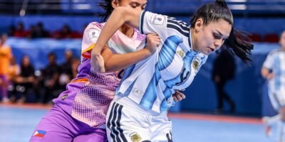 Argentina in action during group stage matches at the PhilSports Arena. [photo: The Philippine Football Federation Facebook]