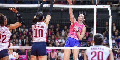 Coco Schwan rises for a kill as Creamline clinches a quarterfinal berth in the PVL Reinforced Conference. [PVL Images]