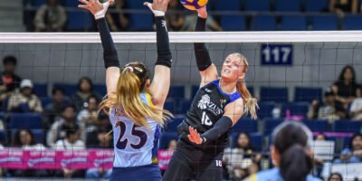 Anna DeBeer powers a spike against Capital1 during the PVL Reinforced semifinals. [PVL Images]