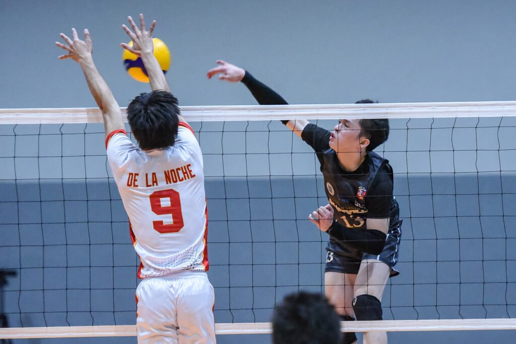 Josh Ybañez delivers a crucial kill in UST-Gameville’s four-set victory. [Spikers' Turf photo]