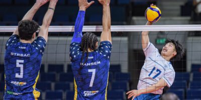 Haruka Misugi attacks to secure the game-high 16 points. [Spikers Turf images]