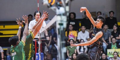 Al-Bukharie Sali powers through Alpha’s blockers for a crucial point. [Spikers Turf photo]