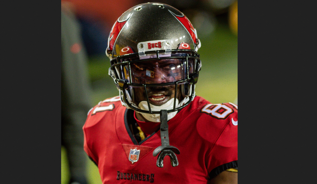 Antonio Brown pictured during his final NFL season with Tampa Bay. [photo credit: All-Pro Reels | Flickr]