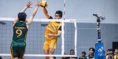 Gboy Dela Vega seals the comeback for UST–Gameville against FEU–DN Steel. [Spikers' Turf photo]