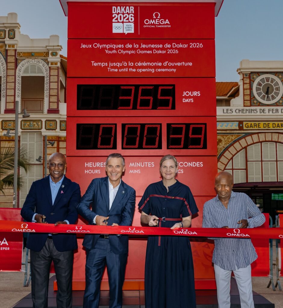 Omega unveils the official countdown clock in downtown Dakar.