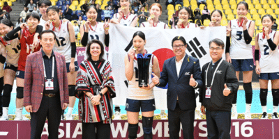 South Korea crowned champions after a 3-2 win over Chinese Taipei, while China takes bronze. [photo credit: Asian Volleyball Confederation]