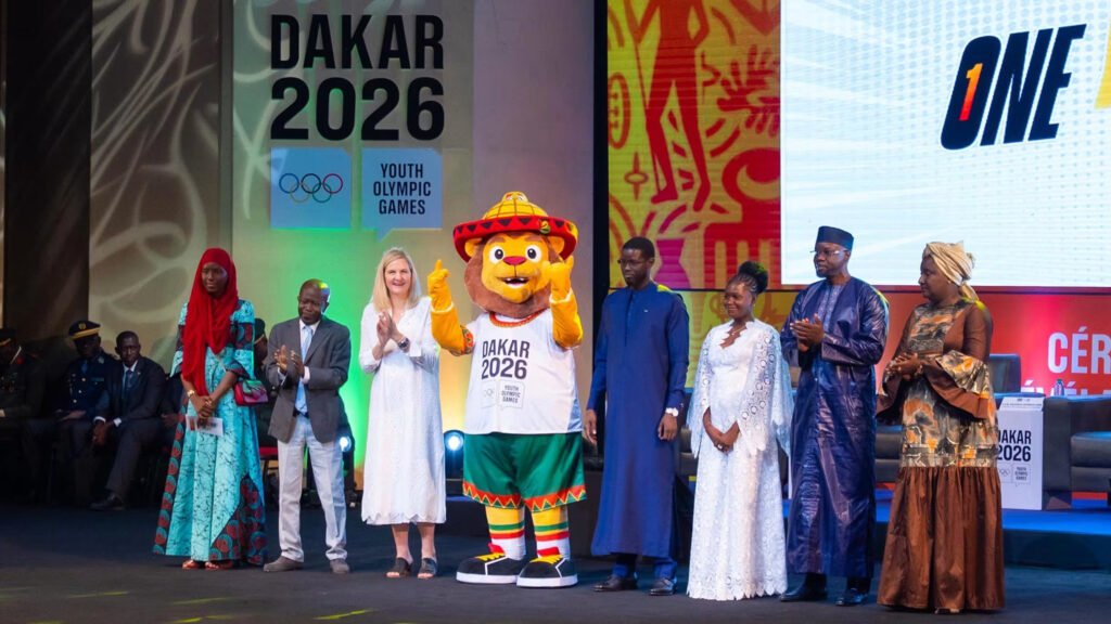 Ayo, the Dakar 2026 mascot, is unveiled during a ceremony in Dakar.