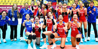 The Alas Pilipinas U16 squad celebrates its successful world championship qualification after the Asian tournament. [PNVF photo]