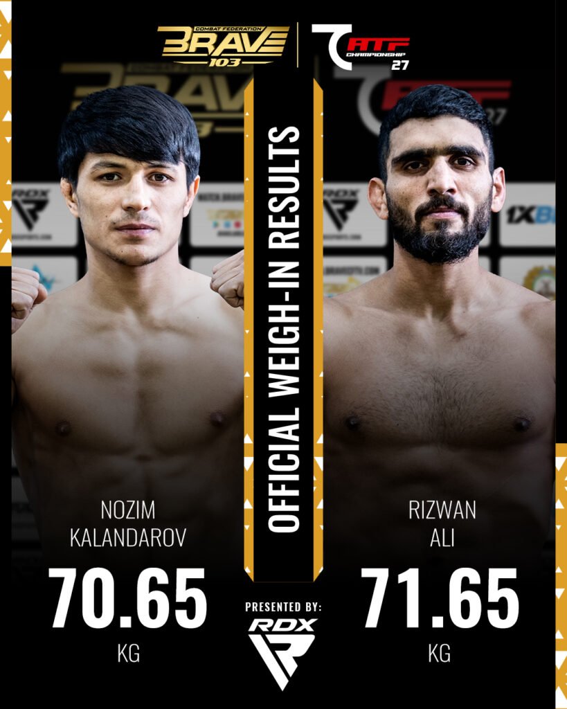 Main event combatants Nozim Kalandarov and Rizwan Ali prepare for a high-stakes clash.