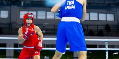 Riza Pasuit bows out after her 60kg semifinal bout in Bangkok. [POC Media Pool]