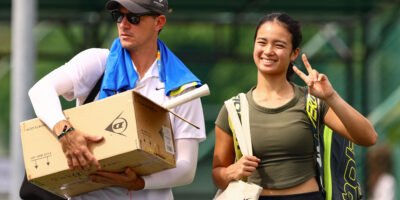 Alex Eala prepares to serve in SEA Games women’s singles tennis. [POC Media Pool]