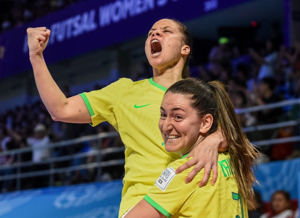 Brazil celebrates its historic triumph after securing the first FIFA Futsal Women’s World Cup title. [PSC photo]