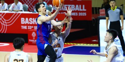 Robert Bolick drives to the basket for Gilas Pilipinas in the SEA Games men’s basketball tournament. [POC Media Pool]
