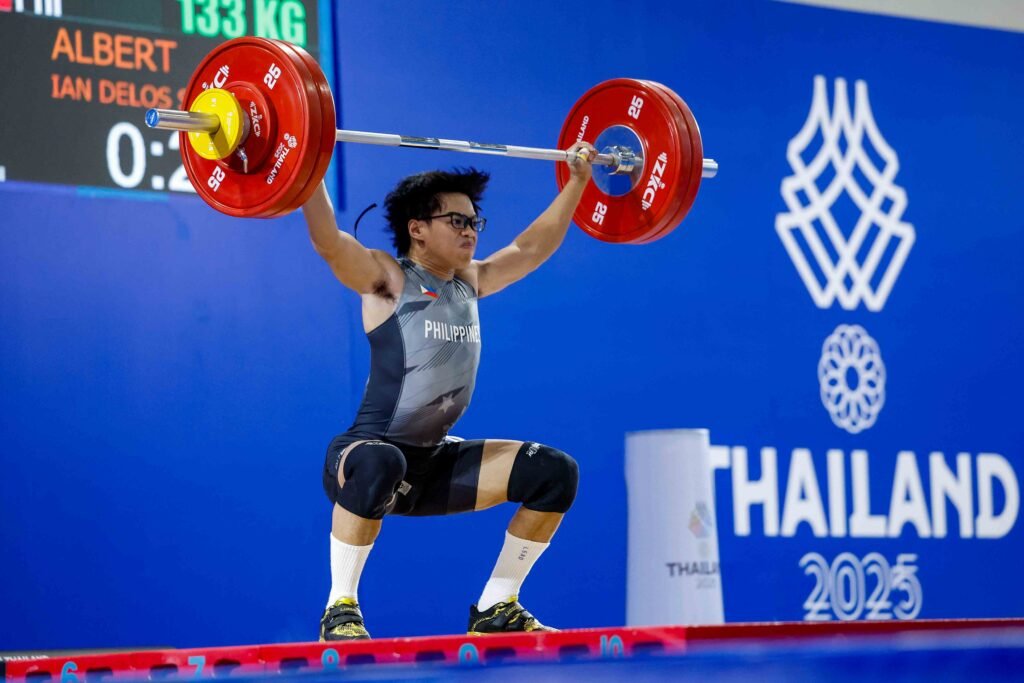 Albert Delos Santos during his silver-winning performance at the SEA Games, setting a new junior record. [POC Media Pool]