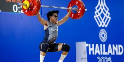 Albert Delos Santos during his silver-winning performance at the SEA Games, setting a new junior record. [POC Media Pool]