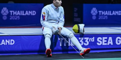 Noelito Jose Jr. after a narrow loss in the men’s epee final at the SEA Games in Bangkok. [POC Media Pool]
