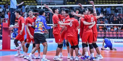 Alas Pilipinas players rejoice after securing bronze at Indoor Stadium Huamark. [POC Media Pool]