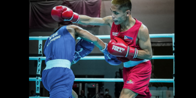 Jay Brian Baricuatro connects with clean combinations during his dominant quarterfinal win. [photo credit: Asian Boxing Facebook]