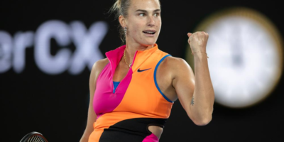 Sabalenka’s powerful backhand crosscourt helped her dominate Elina Svitolina. [photo credit: Xinhua]