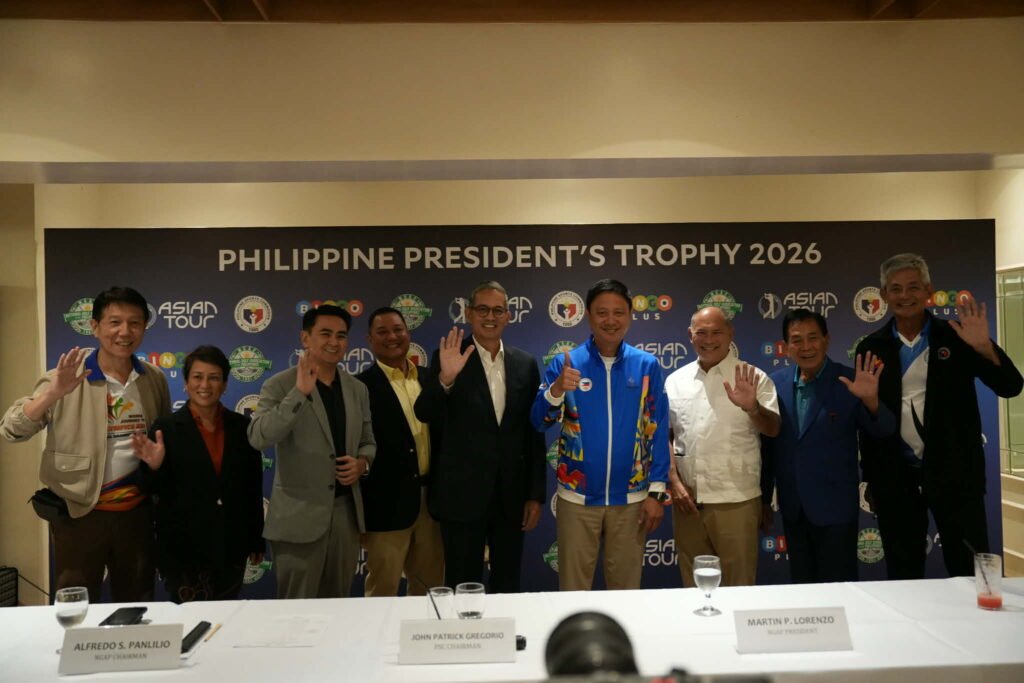 Officials from the PSC and BingoPlus at the Philippine Golf Championship launch announcement.