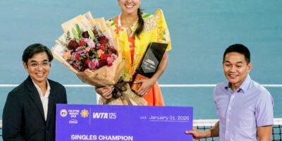 From heartbreak to history. Camila Osorio completes a stunning rally to lift the first Philippine Women’s Open singles trophy [photo credit: PHILTA/Philippine Women's Open]