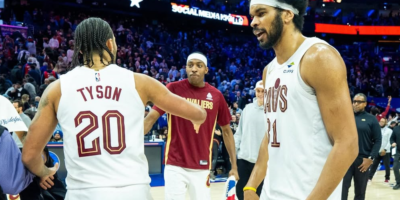 The Cavaliers celebrate after completing a two-game sweep in Philadelphia. [photo credit: Cleveland Cavaliers Instagram]