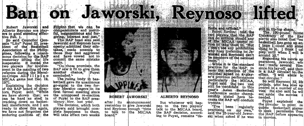 The BAP’s 1973 decision balanced accountability with compassion, allowing two of the Philippines’ greatest players to resume their legacy.