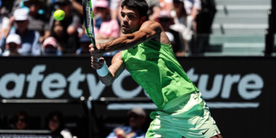 Carlos Alcaraz on the court during the Australian Open. [photo credit: Australian Open Instagram]