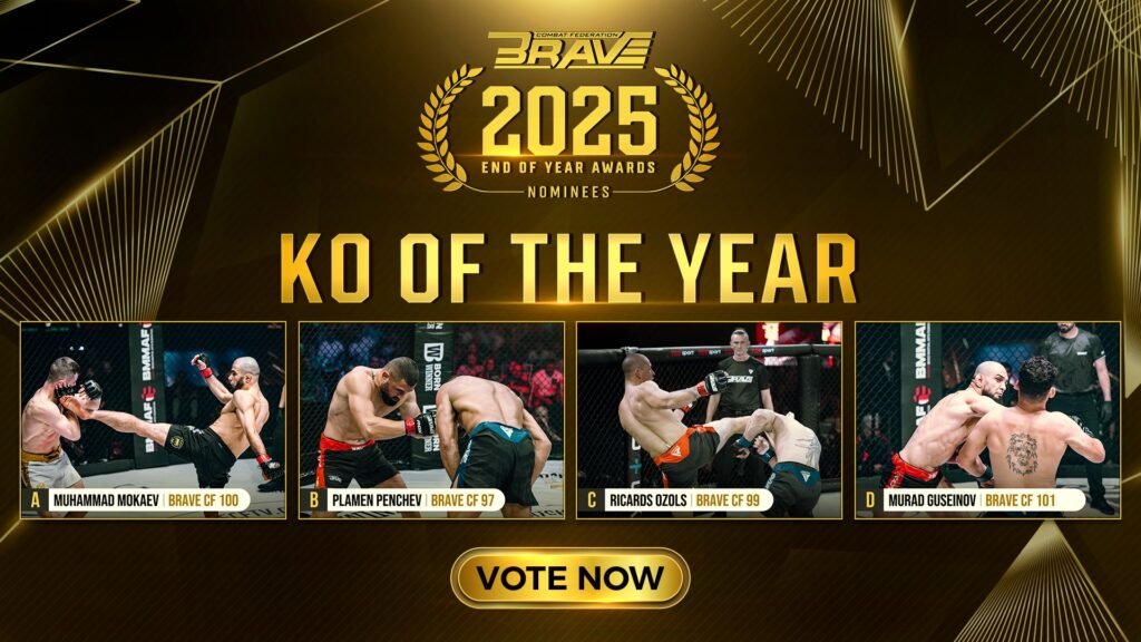 Four finishes compete for BRAVE CF’s 2025 Knockout of the Year honor.