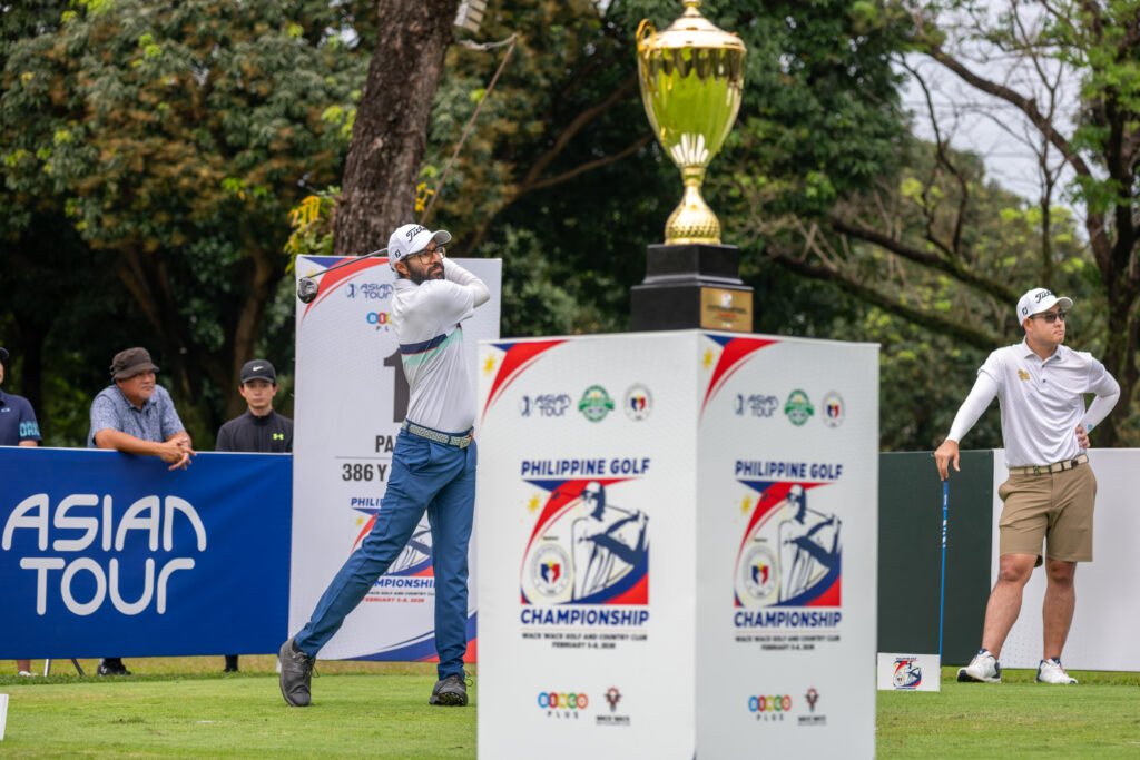 Karandeep Kochhar tees off during the third round of the Philippine Golf Championship at Wack Wack. [Asian Tour photo]