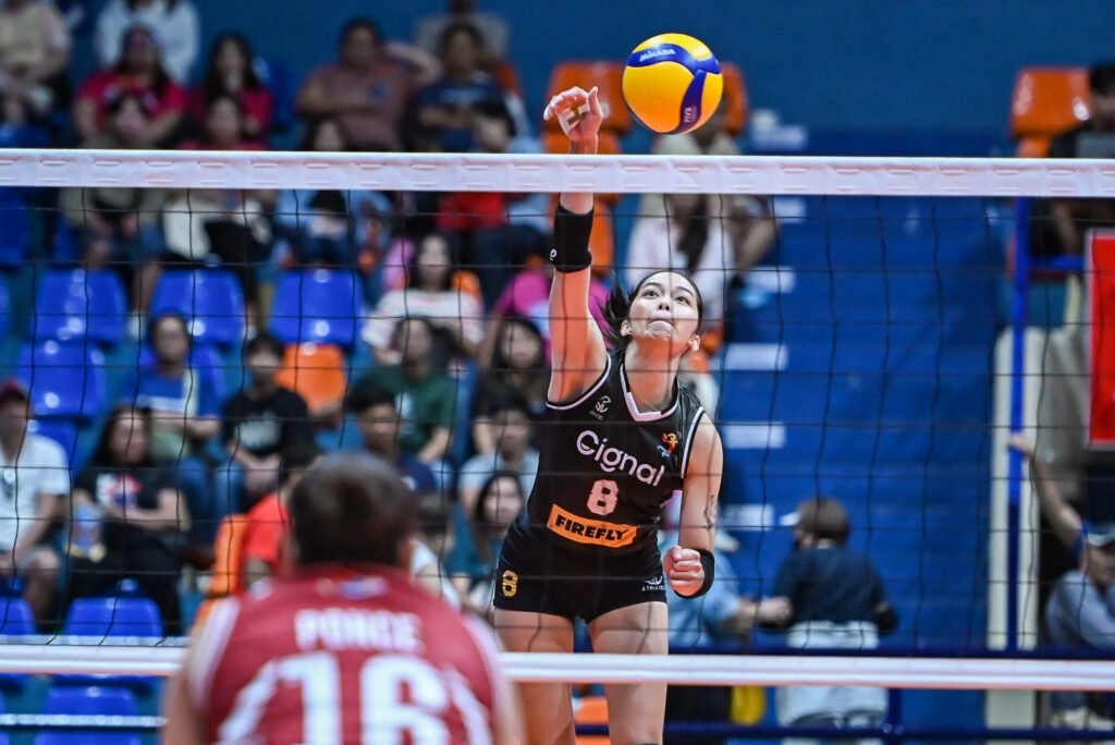 Erika Santos attacks during Cignal’s PVL All-Filipino Conference victory. [PVL Images]