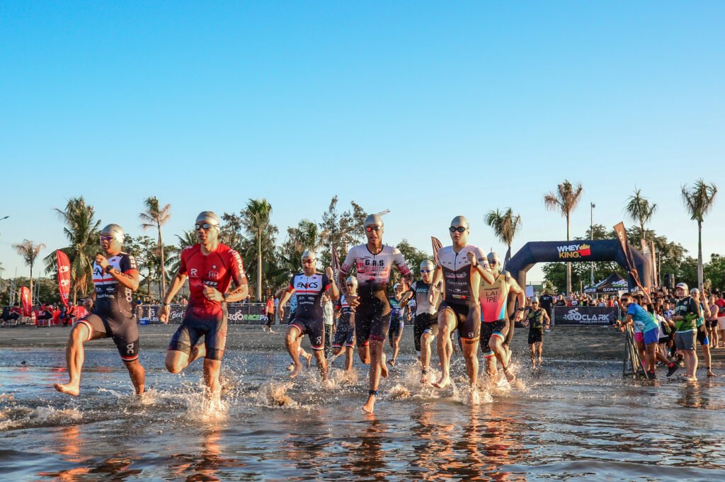 Athletes push through the swim and run segments during the aquathlon race at the Subic Bay Multisport Festival.
