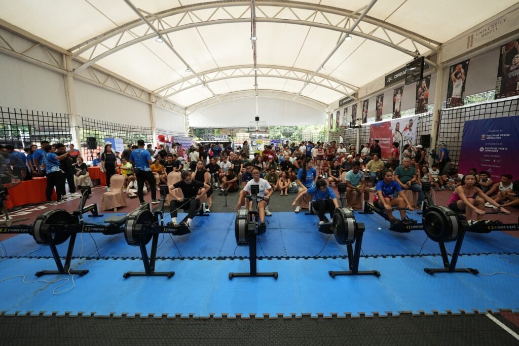 Rowers compete at the 2026 PRA Indoor Meet in UP Diliman. [PSC photo]