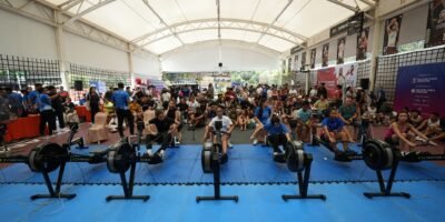 Rowers compete at the 2026 PRA Indoor Meet in UP Diliman. [PSC photo]