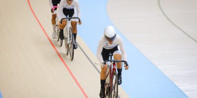 The Philippines’ Marlen Marasigan, Althea Campaña and Angelina Elvira compete in the women junior team elite race. [PhilCycling photo]