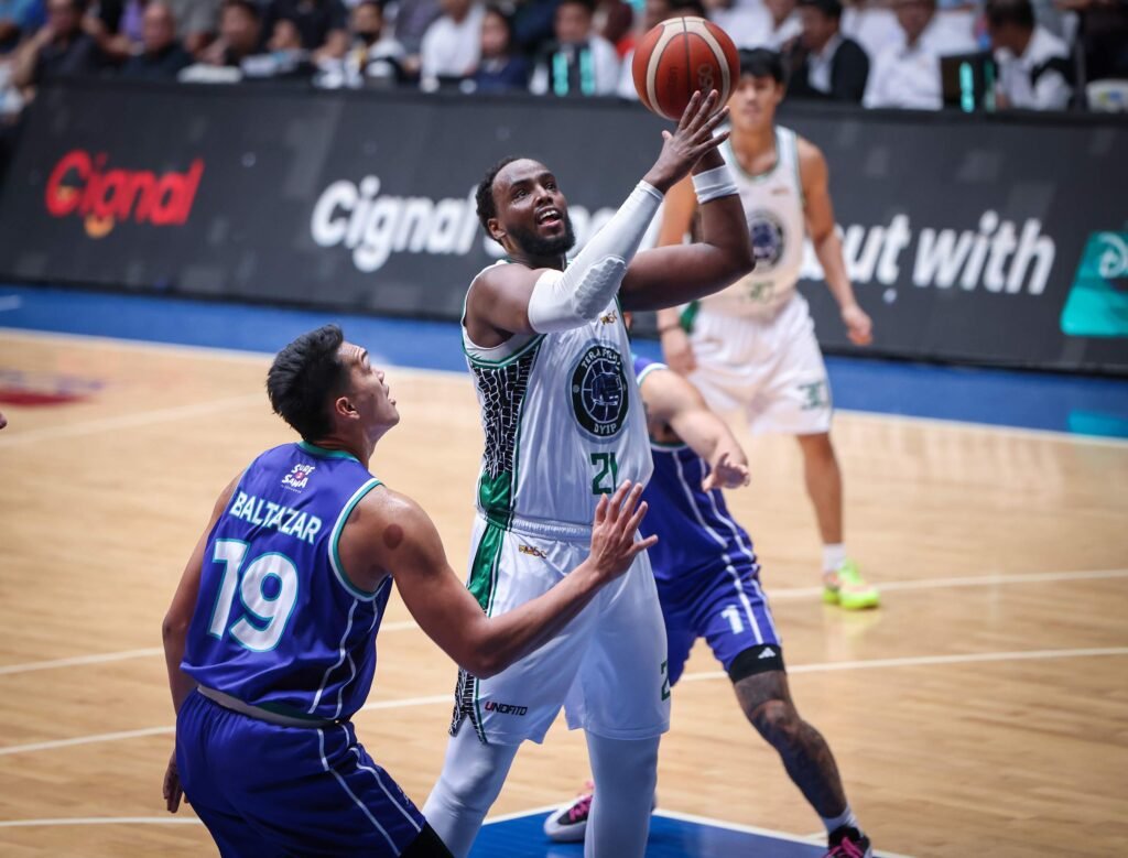 Terrafirma’s import Mubashar Ali dominates the paint during his 50-point performance against Converge in the PBA Commissioner’s Cup. [PBA Images]