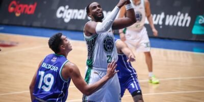 Terrafirma’s import Mubashar Ali dominates the paint during his 50-point performance against Converge in the PBA Commissioner’s Cup. [PBA Images]