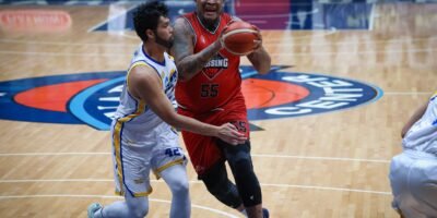 Robert Upshaw III during his debut game for Blackwater Bossing in the PBA Commissioner’s Cup. [PBA Images]