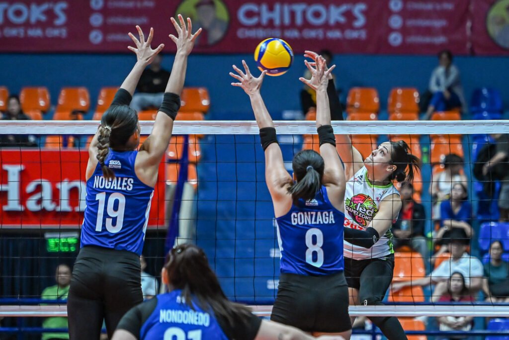 Brooke Van Sickle delivers a powerful spike during Nxled’s comeback win. [PVL Images]