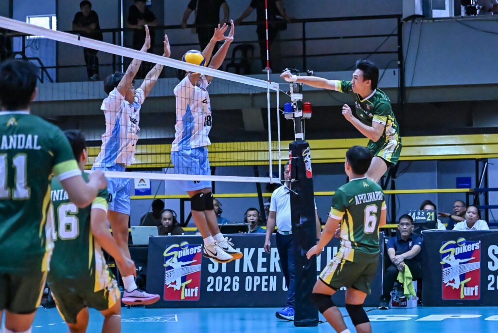 Players battle at the net during the Spikers’ Turf Open Conference [Spikers Turf photo]