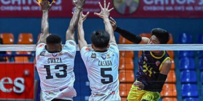 Louie Ramirez delivers a spike as Savouge maintains control of the match. [Spikers Turf photo]