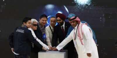 THE Asian track cycling championships are on with (from left) Tagaytay City Mayor Brent Tolentino, Philippine Paralympic Committee president Mike Barreto, Philippine Sports Commission chairman Patrick Gregorio, Philippine Olympic Committee and PhiCycling president Abraham Tolentino, Asian Cycling Confederation president Dato Amarjit Singh Gill, Uzbekistan Cycling Federation secretary-general Khurshid Atakulov Bakhodirjanovich (partly hidden) and Saudi Cycling Federation President Abdulaziz Al-Shahrani declaring the competitions open at the Tagaytay CT Velodrome on Wednesday. [photo credit: PhilCycling]