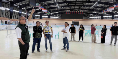 PHILCYCLING president Abraham “Bambol” Tolentino checks on the progress of preparations at the Tagaytay CT Velodrome. [photo credit: PhilCycling]